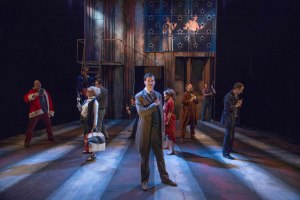 Mark Linehan (center) played John Wilkes Booth in New Repertory Theatre's October 2014 production of Assassins in Watertown, MA. Photo by photos by Andrew Brilliant / Brilliant Pictures.